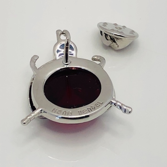NEW Henri Bendel Silver & Ruby Beetle Brooch Pin - Picture 9 of 9